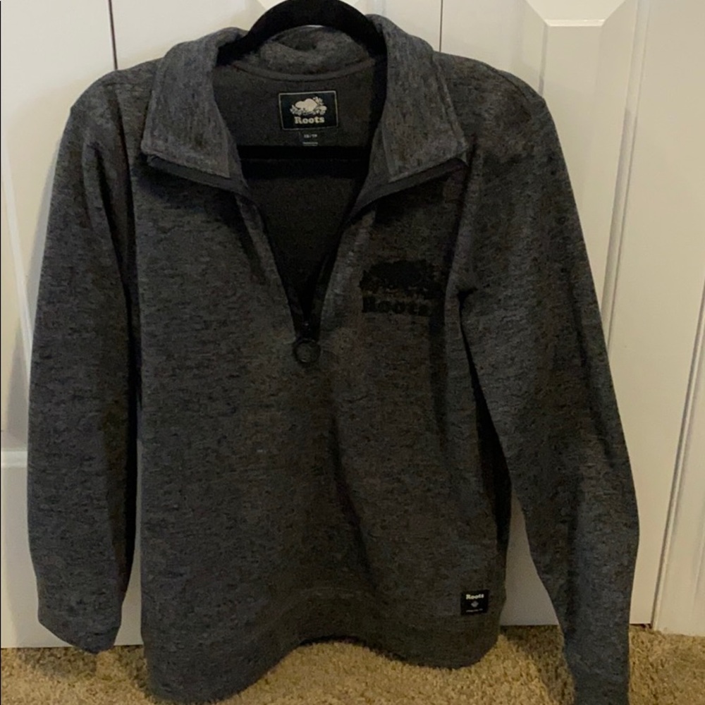 Gray Roots quarter zip sweatshirt
